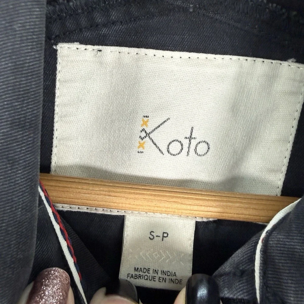 Koto Zip Up Jacket Unisex S-P Military Utility Field Buttons Pockets Black Denim